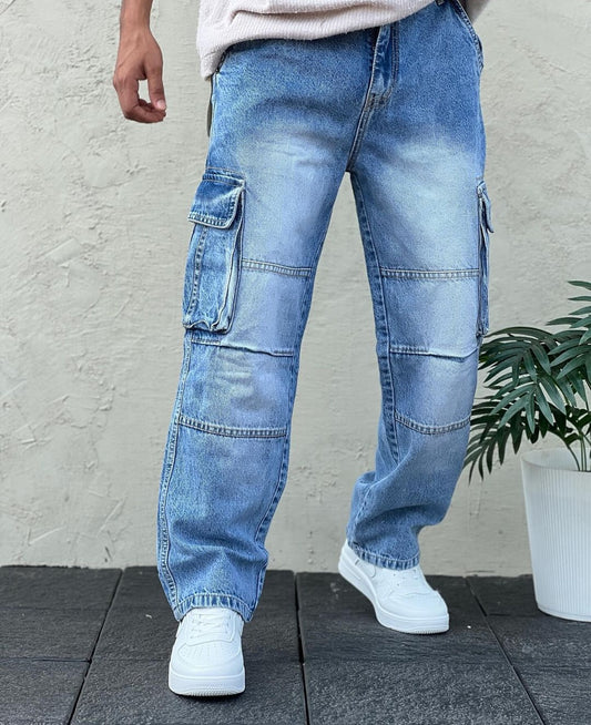Denim Cargo Jeans